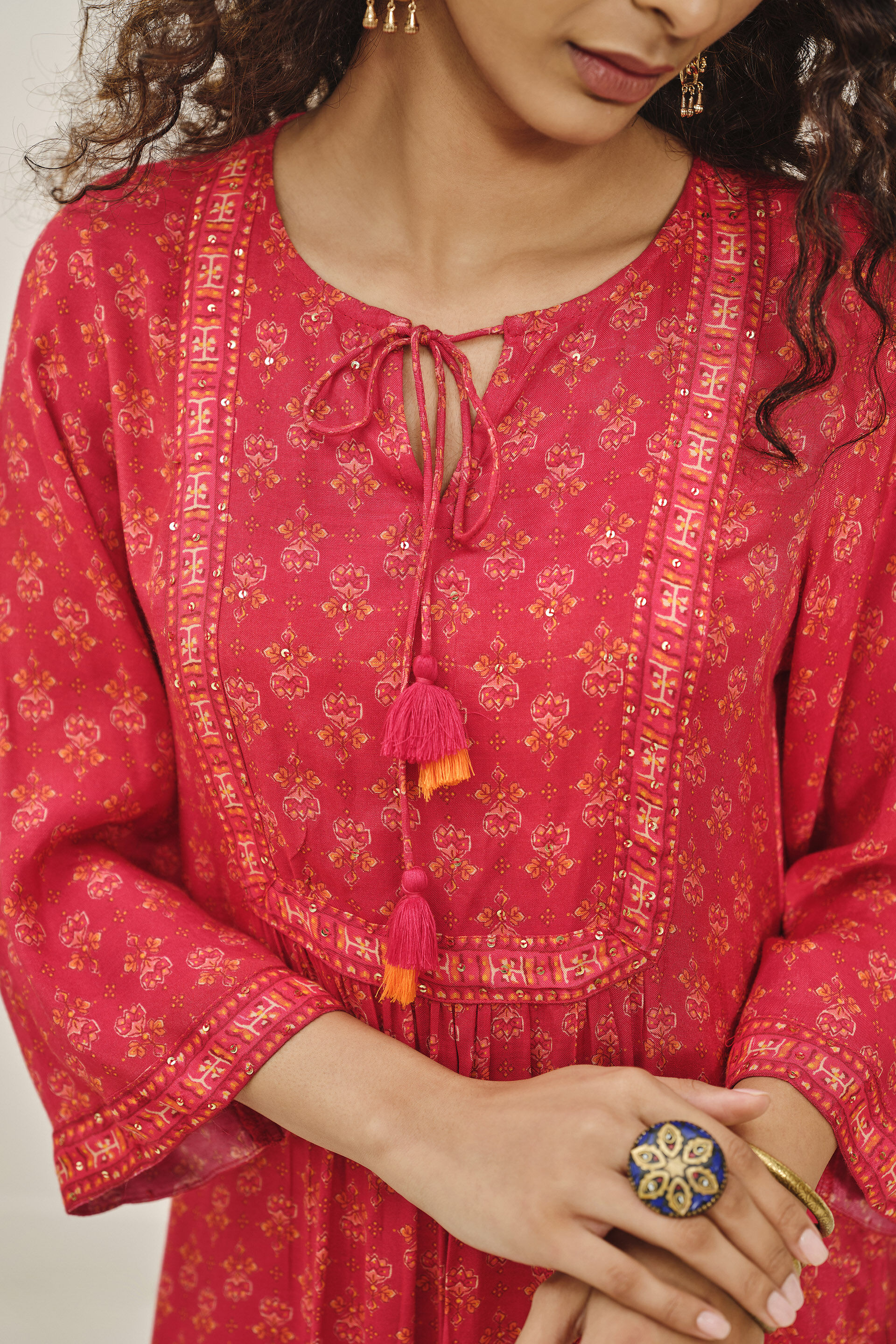 Rangrez Red Kurta, Red, image 4
